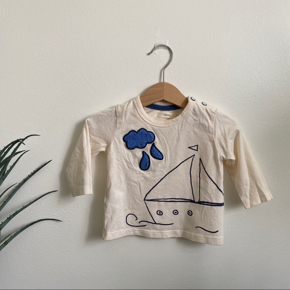 Sfera sailboat cotton long sleeve tee 3-6 months